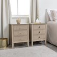 Pair of 3 Drawer Bedside Tables - Hales Tan Range