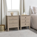 Pair of 3 Drawer Bedside Tables - Hales Tan Range