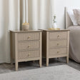 Pair of 3 Drawer Bedside Tables - Hales Tan Range