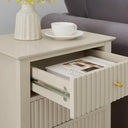 Pair of 3 Drawer Bedside Tables - Hales Taupe Range