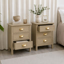 Pair of 3 Drawer Bedside Tables - Lawrence Mocha Range