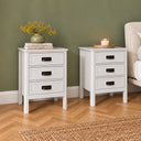 Pair of 3 Drawer Bedside Tables - Lawrence White Ivory Range