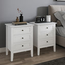 Pair of 3 Drawer Bedside Tables - Rowley White Range