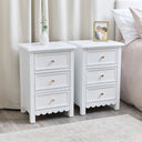 Pair of Scalloped 3 Drawer Bedside Tables - Staunton White Range