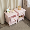 Pair Of 3 Drawer Scalloped Bedside Tables - Staunton Pink Range