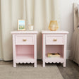 Pair Of 3 Drawer Scalloped Bedside Tables - Staunton Pink Range