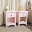 Pair of One Drawer Scalloped Bedside Tables - Staunton Pink Range
