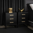 Pair of Black 3 Drawer Bedside Tables - Luna Black Range