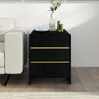 Pair of Black 3 Drawer Bedside Tables - Meridian Black Range