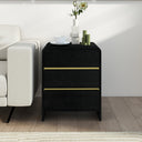 Pair of Black 3 Drawer Bedside Tables - Meridian Black Range