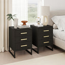 Pair of Black 3 Drawer Bedside Tables - Luna Black Range