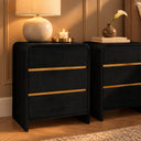 Pair of Black &amp; Gold 3 Drawer Bedside Tables - Meridian Black Range