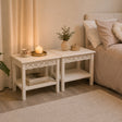 Pair of Bohemian White Distressed Mango Wood Side / Coffee Tables - Freya White Range