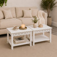 Pair of Bohemian White Distressed Mango Wood Side / Coffee Tables - Freya White Range
