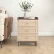 Pair Of Cream 3 Drawer Bedside Tables - Oswin Range