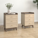 Pair Of Cream 3 Drawer Bedside Tables - Oswin Range