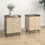 Pair Of Cream 3 Drawer Bedside Tables - Oswin Range