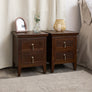 Pair of Dark Wood Reeded 2 Drawer Bedside Tables - Georgian Range