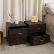 Pair of Dark Wood 2 Drawer Bedside Tables - Kingsley Range