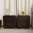 Pair of Dark Wood 2 Drawer Bedside Tables - Kingsley Range