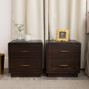 Pair of Dark Wood 2 Drawer Bedside Tables - Kingsley Range