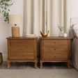 Pair of Dark Wood 3 Drawer Extra Wide Bedside Tables - Ashwell Range