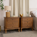 Pair of Dark Wood 3 Drawer Extra Wide Bedside Tables - Ashwell Range