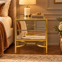 Pair of Gold Mirrored 2 Drawer Bedside Tables - Venus Range