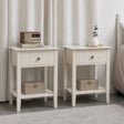 Pair Of Ivory One Drawer Bedside Tables with Shelf - Padstowe Ivory Range