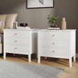Pair Of Large 3 Drawer Bedside Tables - Hales White Range
