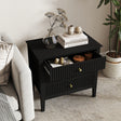 Pair of Large 3 Drawer Bedside Tables - Hales Black Range