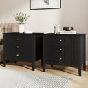 Pair of Large 3 Drawer Bedside Tables - Hales Black Range