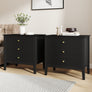 Pair of Large 3 Drawer Bedside Tables - Hales Black Range