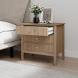 Pair Of Large 3 Drawer Bedside Tables - Hales Pale Wood Range