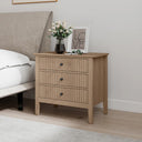 Pair Of Large 3 Drawer Bedside Tables - Hales Pale Wood Range