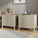 Pair Of Large 3 Drawer Bedside Tables - Hales Taupe Range