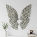 Pair of Large Grey Feather Effect Angel Wings - 48cm x 110cm