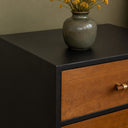 Pair of Mid-Century Modern Wood &amp; Black 2 Drawer Bedside Tables - Ludlow Range