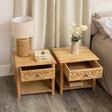 Pair of Natural Mango Wood Bohemian Bedside Tables - Freya Wood Range
