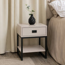 Pair of One Drawer Bedside Table - Elle Dark Beige Range
