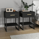 Pair of One Drawer Bedside Tables - Luna Black Range