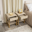 Pair of One Drawer Bedside Tables - Liana Taupe Range