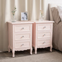 Pair of Pink 3 Drawer Bedside Tables - Sophia Pink Range