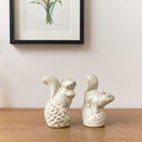 Pair Of Porcelain Decorative Squirrel Ornaments - 11.5cm