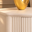 Pair of Reeded Curved One Drawer Bedside Tables - Willow Taupe Grey Range