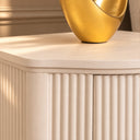Pair of Reeded Curved One Drawer Bedside Tables - Willow Taupe Grey Range
