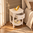 Pair of Reeded Curved One Drawer Bedside Tables - Willow Taupe Grey Range