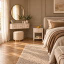 Pair of Reeded Curved One Drawer Bedside Tables - Willow Taupe Grey Range