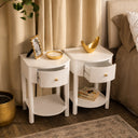 Pair of Reeded One Drawer Bedside Tables - Willow White Range