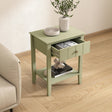 Pair Of Sage Green One Drawer Bedside Tables with Shelf - Padstowe Sage Green Range